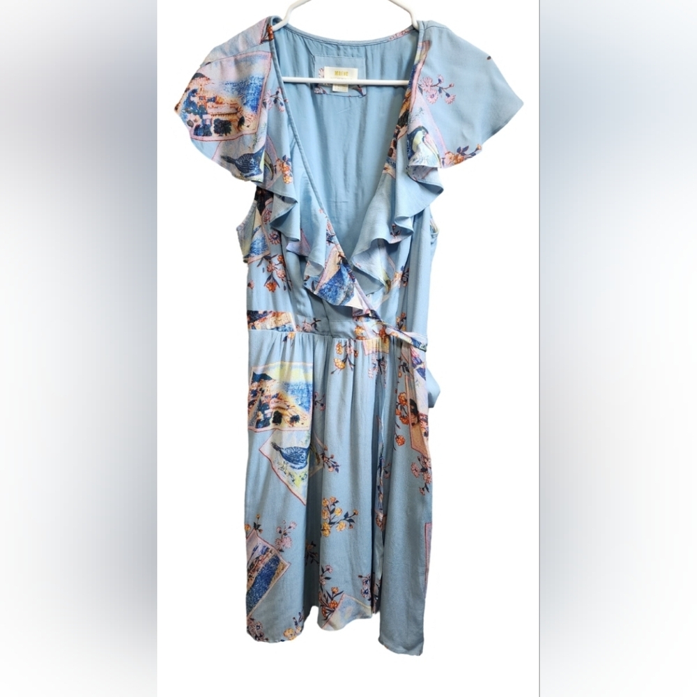 Maeve by Anthropologie tropical print faux wrap dress, size 10